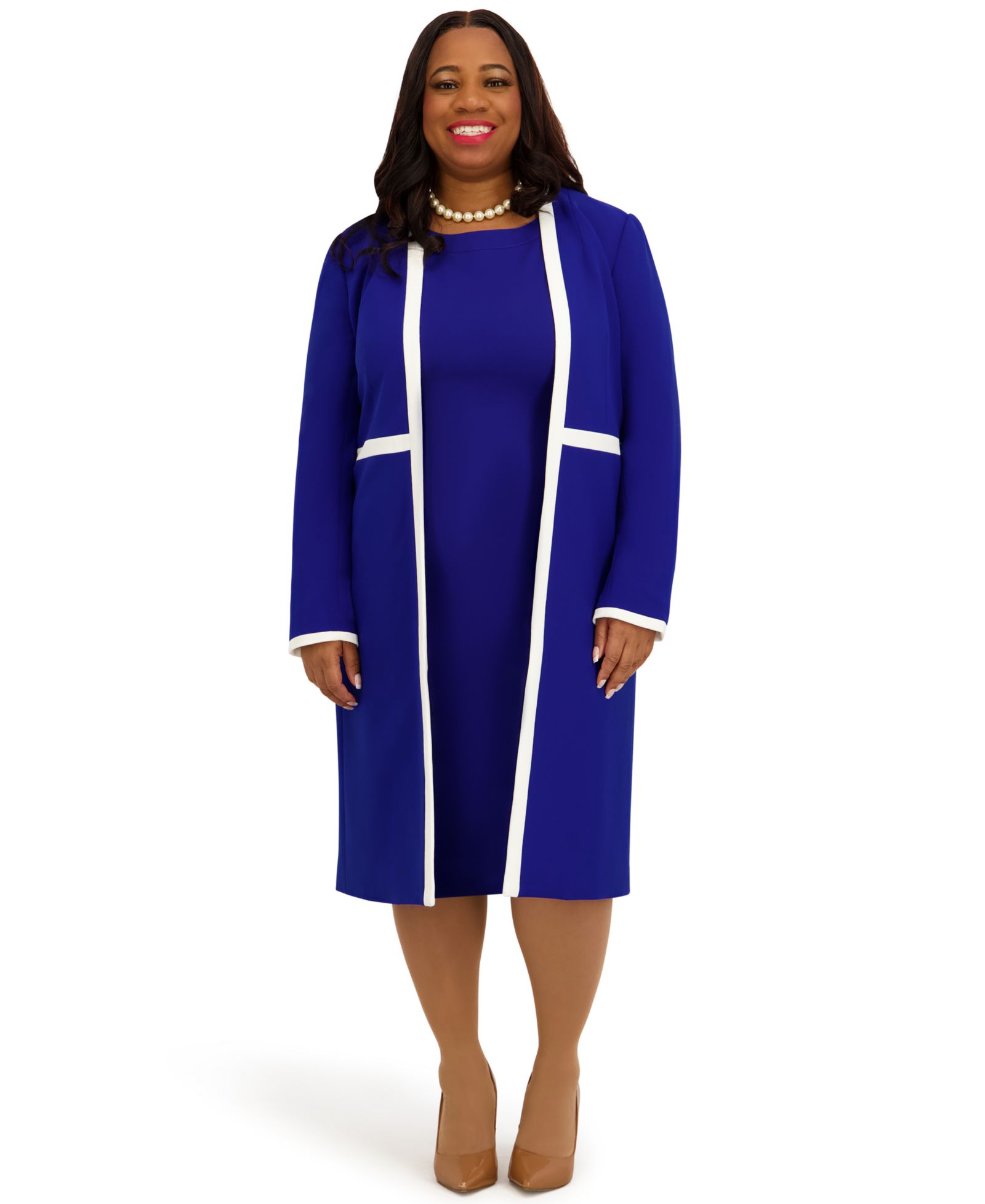 Kasper Women's Framed Waist Seam Open Topper Jacket, Regular & Plus
