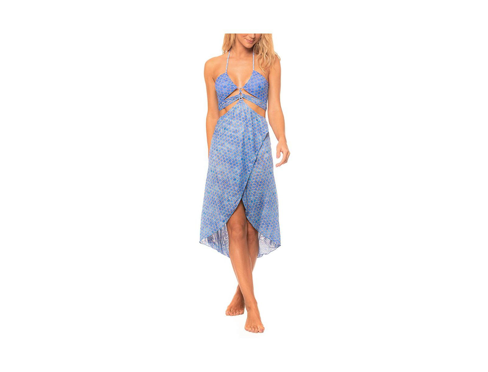 Guria Beachwear Women's Mesh Halter Cut-out High-Low Dress Cover-up