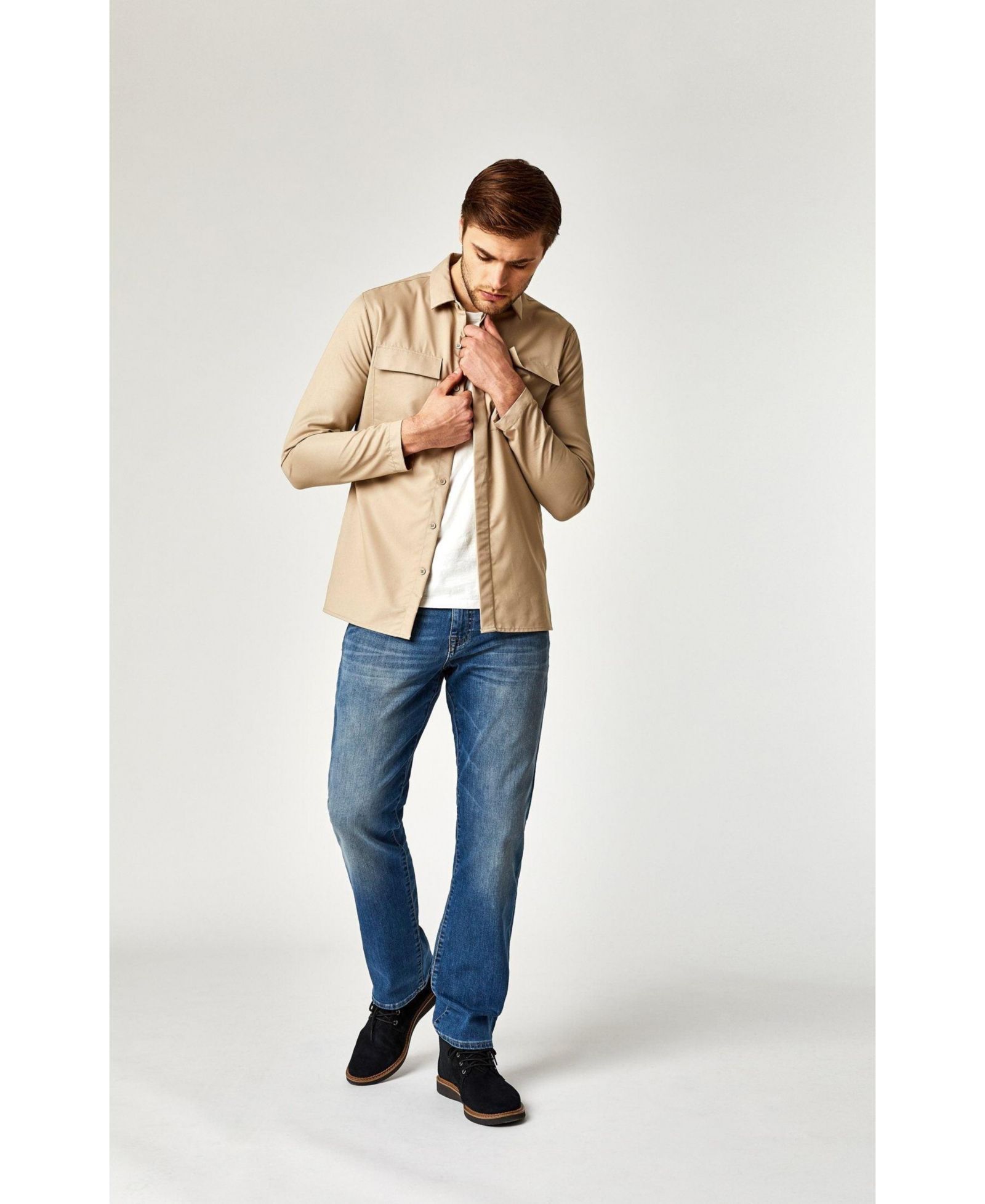 Mavi Jeans Men's Myles Straight Leg in Mid Shaded Williamsburg