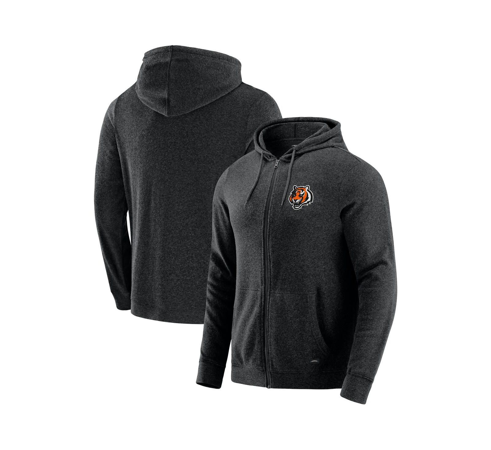 Мужское худи J. Palmer Cincinnati Bengals Players Lounge Tri-Blend Full-Zip, темно-серый меланж