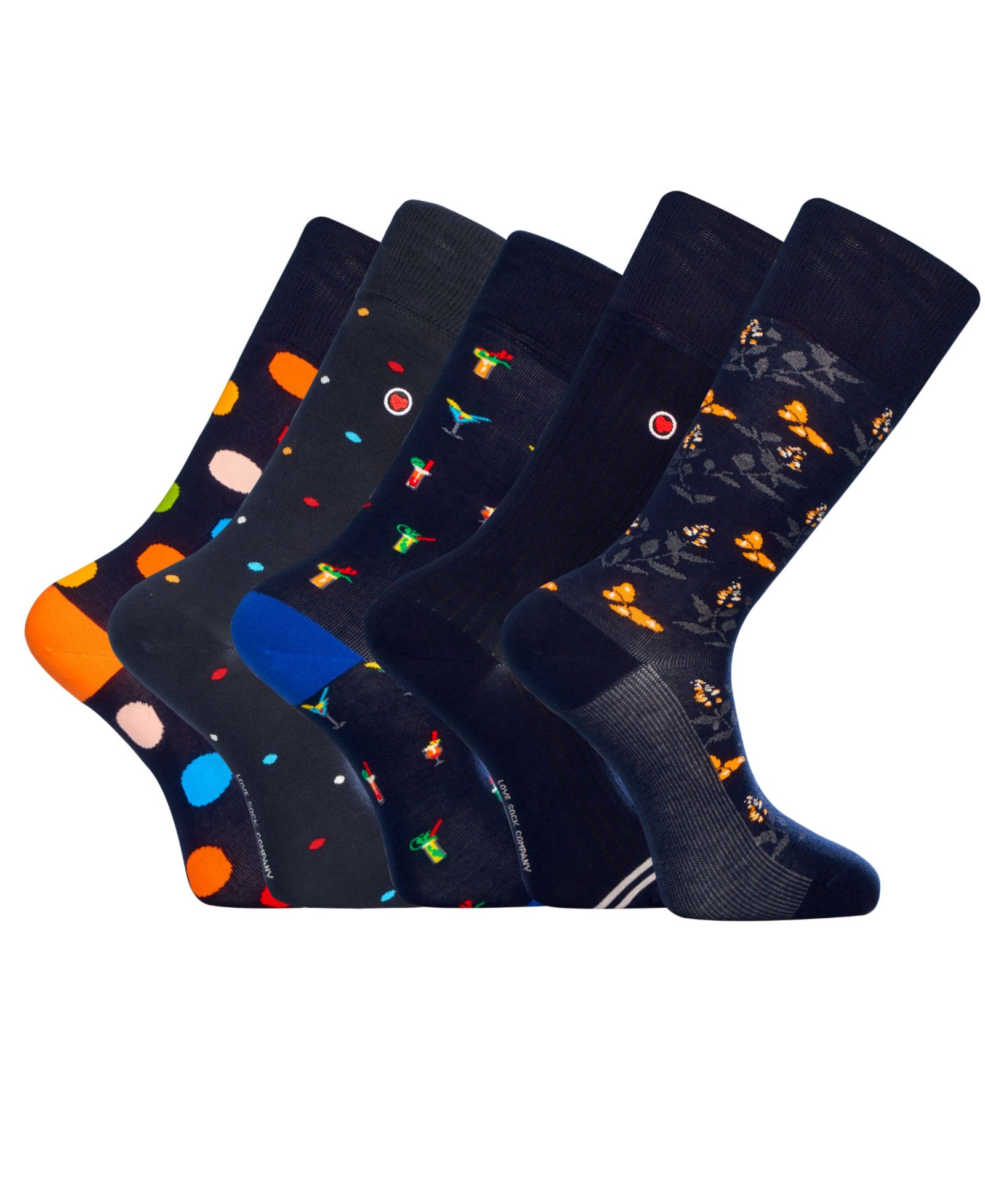 Love Sock Company Men's Barcelona Bundle Socks, 5-Pack