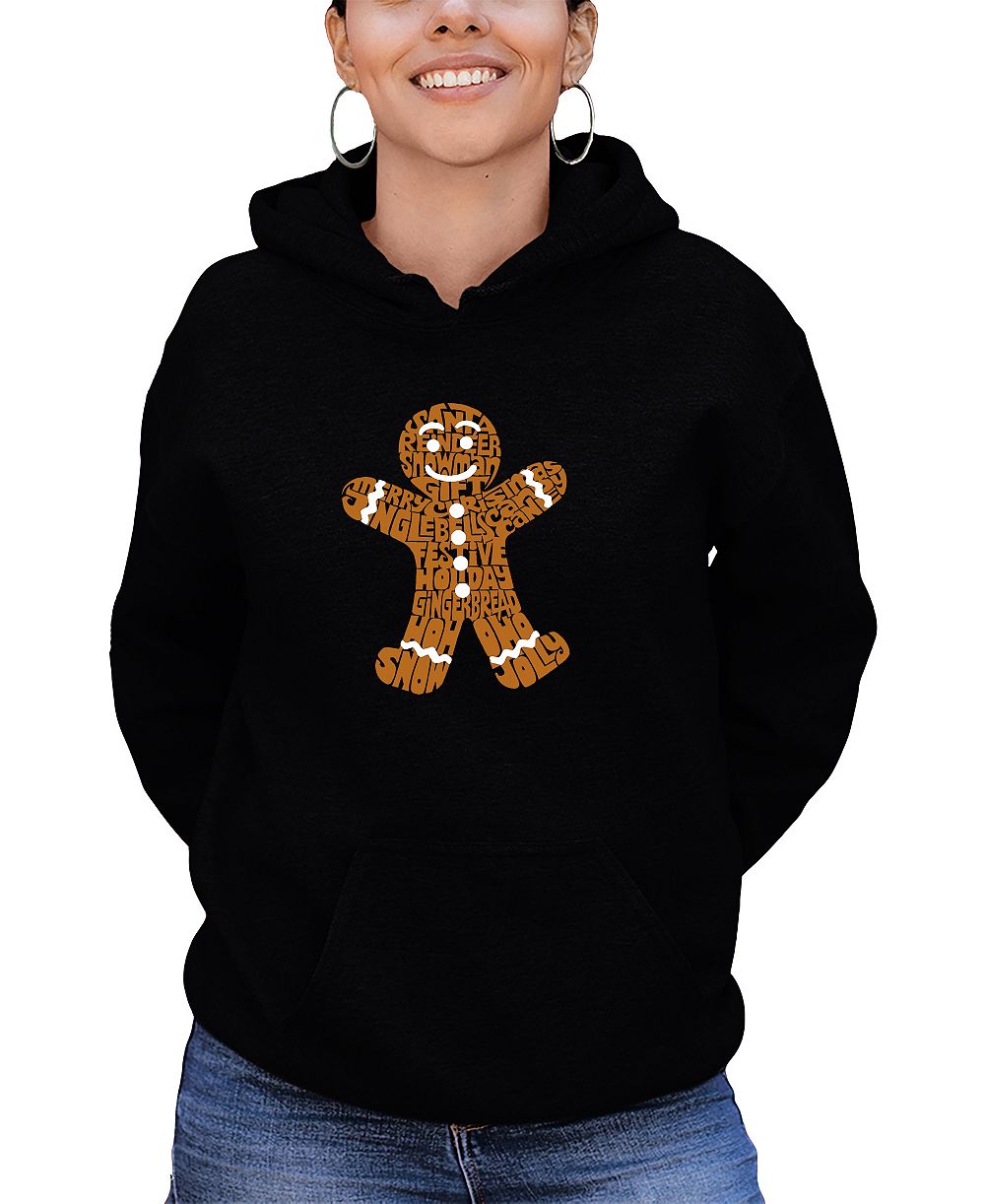 LA Pop Art Women's Gingerbread Word Art Long-Sleeve Sweatshirt