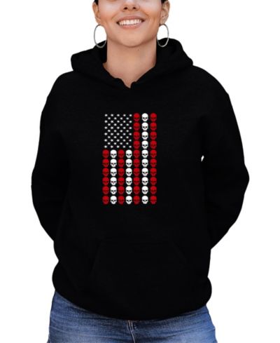 LA Pop Art Women's Skull Flag Word Art Long-Sleeve Sweatshirt