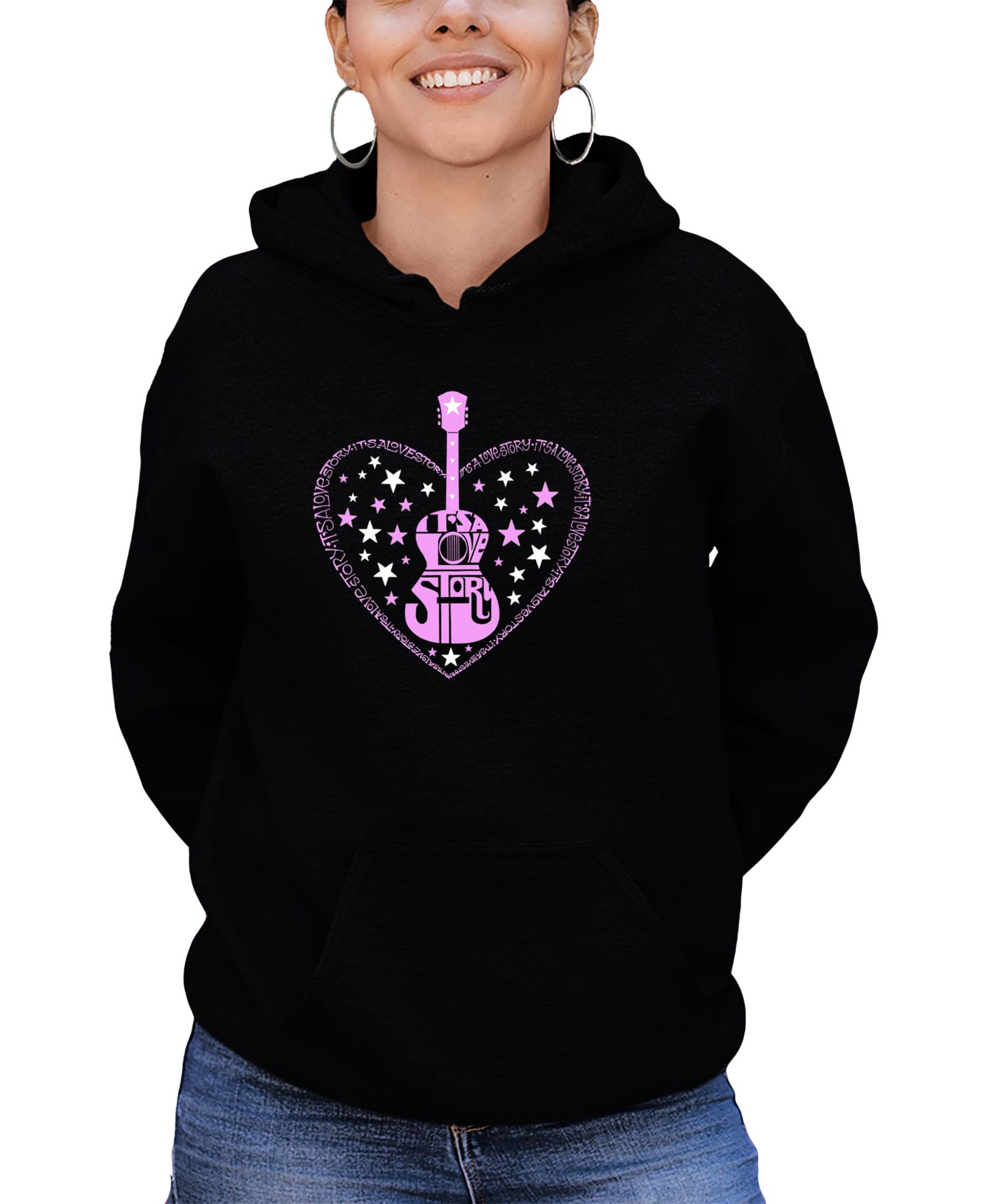 LA Pop Art Women's It's A Love Story Word Art Long-Sleeve Sweatshirt