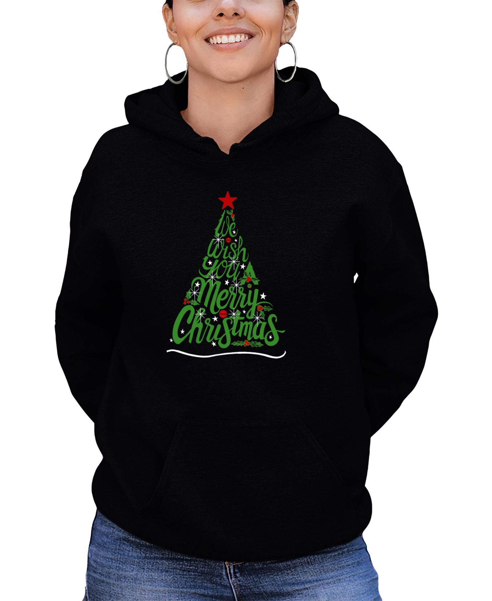 LA Pop Art Women's We Wish You A Merry Christmas Word Art Long-Sleeve Sweatshirt
