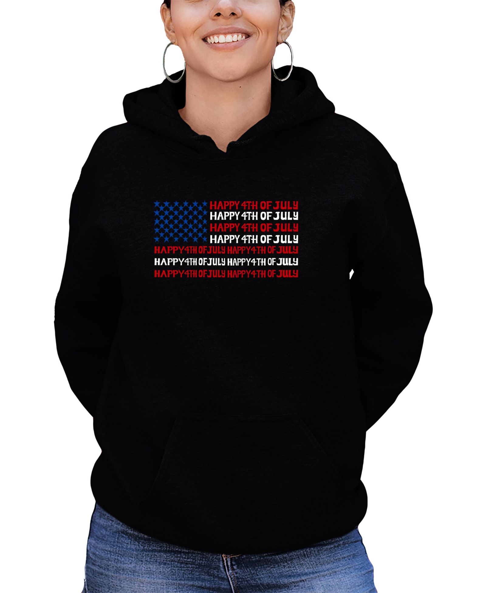 LA Pop Art Women's Happy Word Art Long-Sleeve Sweatshirt