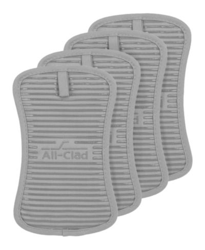 All-Clad Ribbed Silicone Cotton Twill Potholders, Set of 4