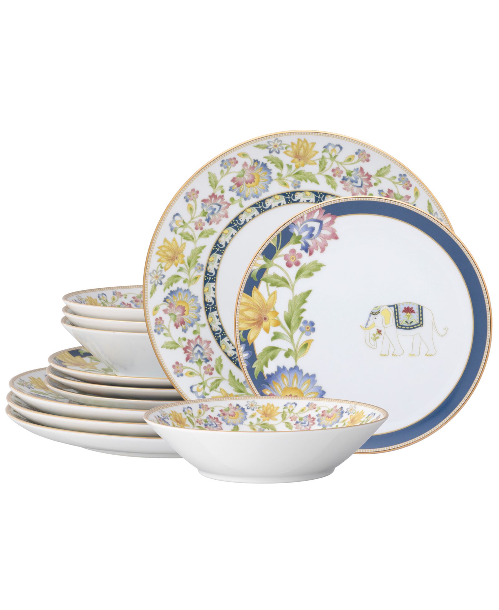 Noritake Tusker Garden 12-Piece Dinnerware Set, Service For 4