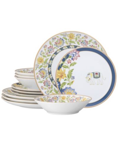 Noritake Tusker Garden 12-Piece Dinnerware Set, Service For 4