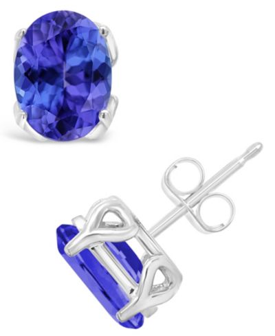 Серьги-гвоздики Macy's Tanzanite в 14k желтом золоте (также в 14k белом золоте)
