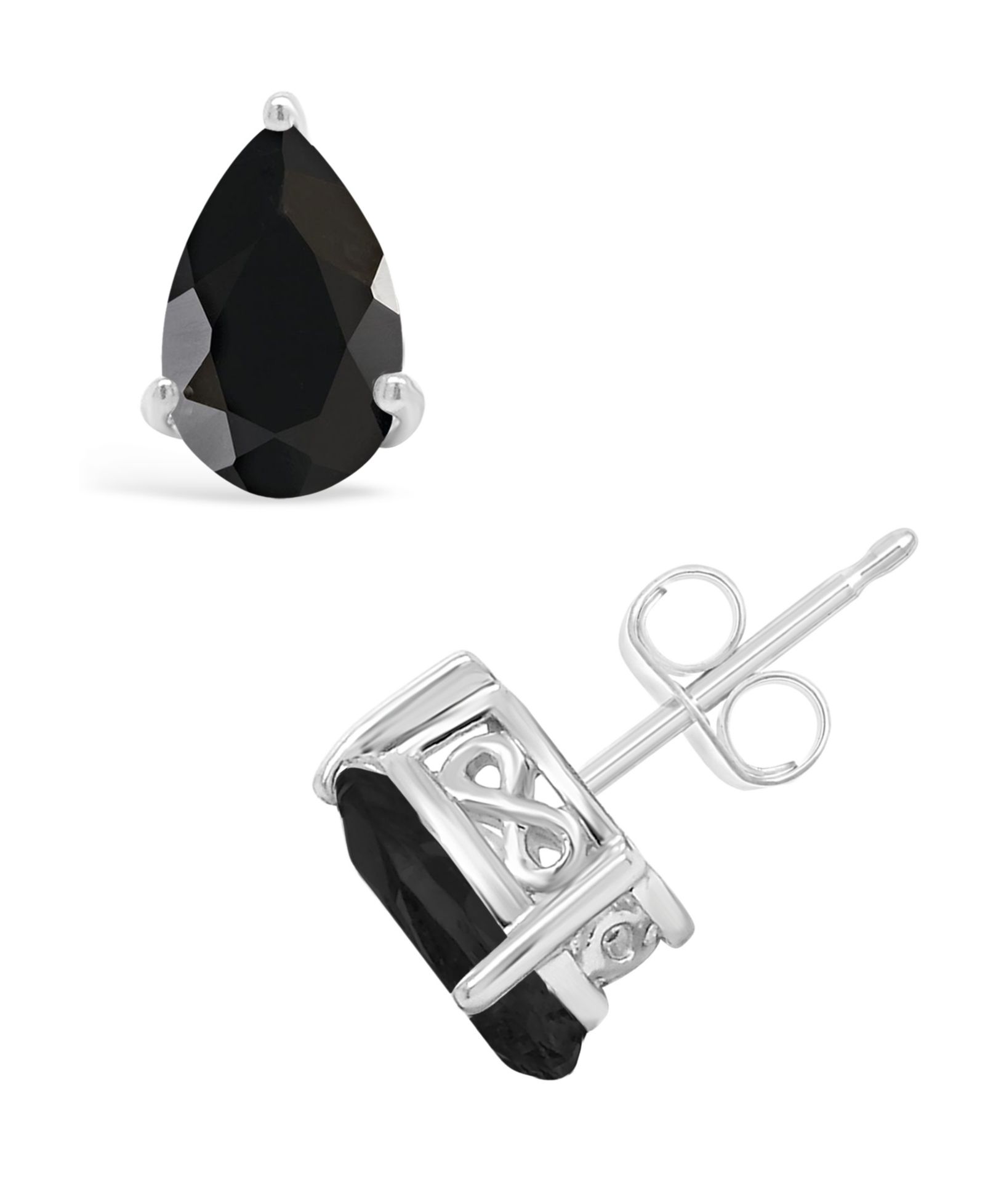 Macy's Серьги-гвоздики Black Onyx в белом золоте 14k (также в вариантах Aquamarine & Morganite)