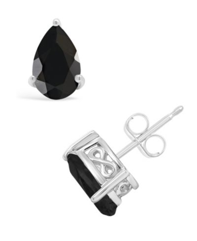 Macy's Серьги-гвоздики Black Onyx в белом золоте 14k (также в вариантах Aquamarine & Morganite)