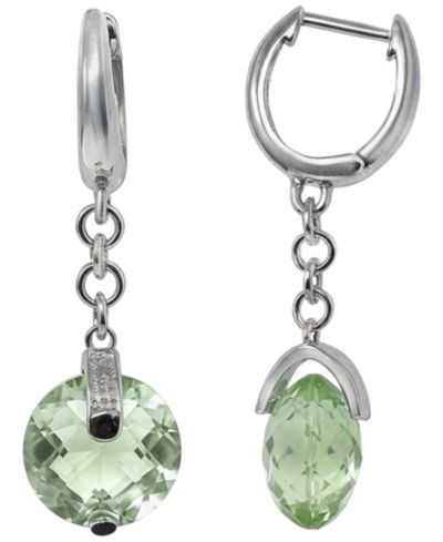 Macy's Green Amethyst (8 ct. t.w.) & Diamond Accent Earrings in Sterling Silver