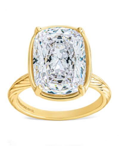 Sterling Forever Elongated Clear Cubic Zirconia Cocktail Ring