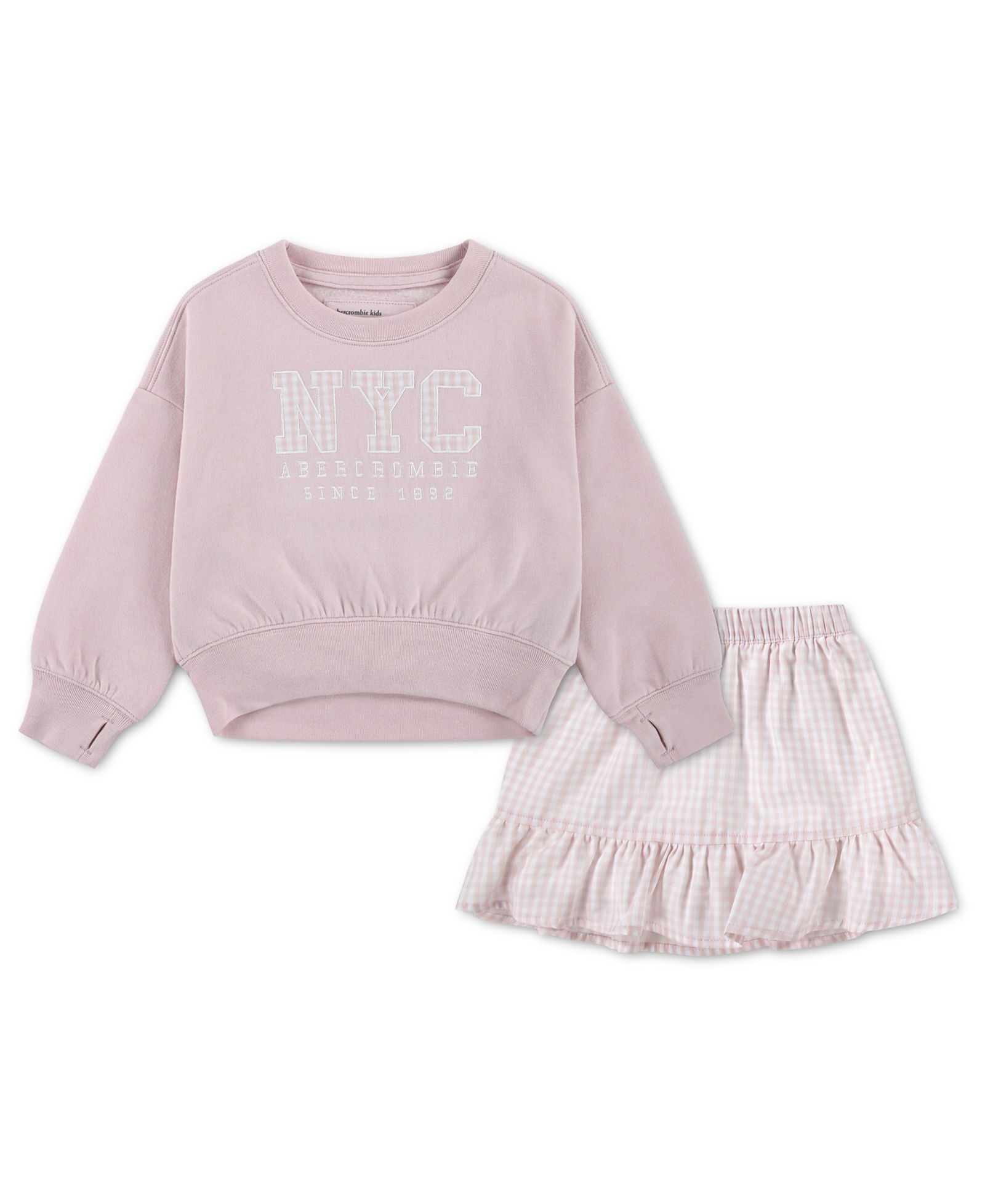 Детский комплект abercrombie kids: свитшот с круглым вырезом и шорты-юбка, 2-х предметный набор, 2T-5T