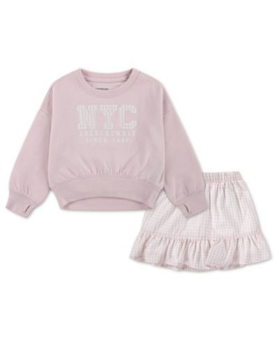 Детский комплект abercrombie kids: свитшот с круглым вырезом и шорты-юбка, 2-х предметный набор, 2T-5T
