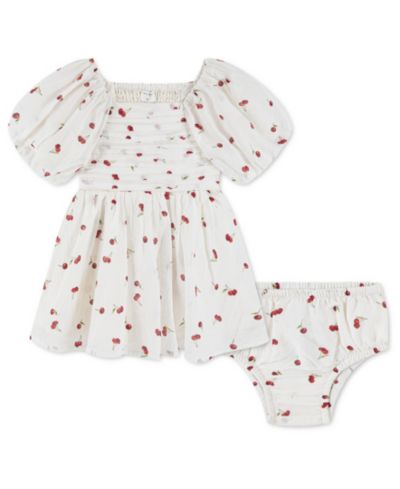 abercrombie kids Baby Girls' Puff Sleeve Dress and Diaper Cover, 2-Piece Set