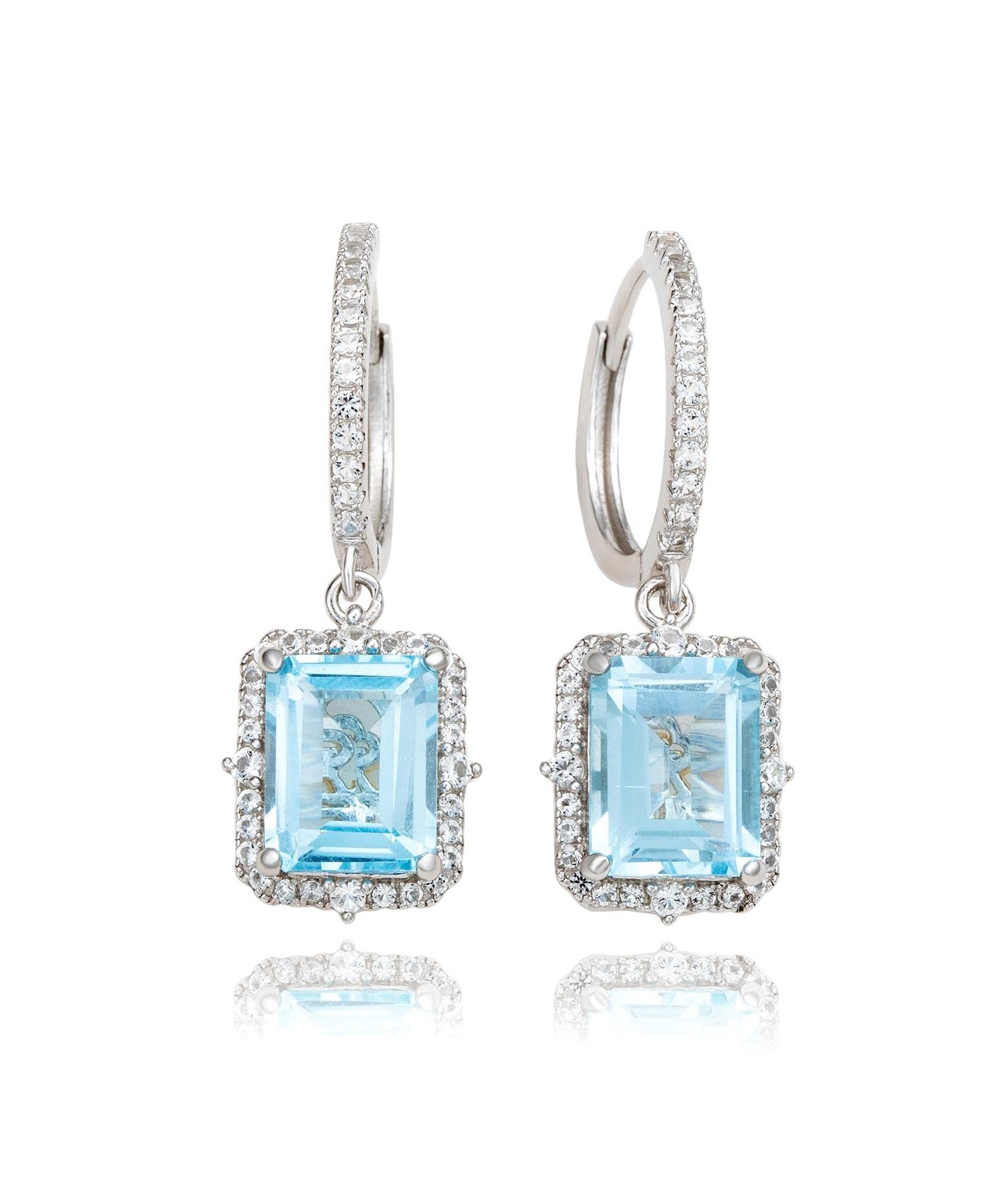 Suzy Levian New York Gemstone Halo Dangle Earrings