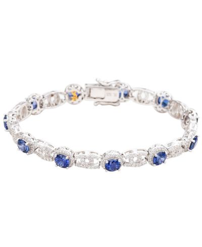 Suzy Levian Sterling Sapphire Double C Link Tennis Bracelet