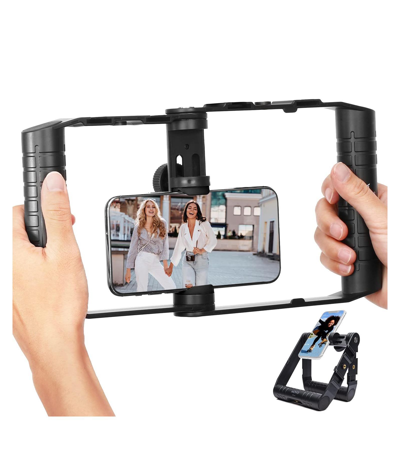 Movo Spr-20 Foldable Smartphone Video Rig Cage Compatible with iPhone, Google Pixel, and Samsung Galaxy