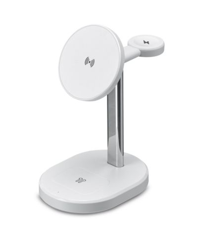 Ilive IACQ295W 3-in-1 Wireless Charging Stand for Phones, Smartwatches, and Earbuds
