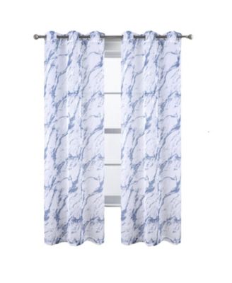 RT Designers Collection Marble Grommet Metallic Sheer Printed Doily Curtain Panel