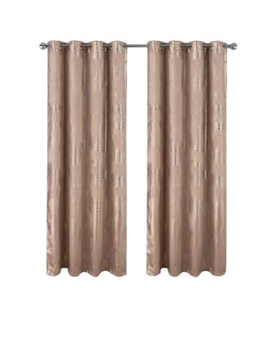 RT Designer Collection Hailey Halo Foil Blackout Grommet Curtain Panel 52" x 90" Taupe