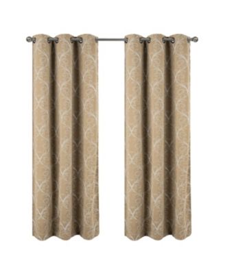 RT Designer Collection Kimber Embroidered Blackout Luxurious Decorative Grommet Curtain Panel Taupe
