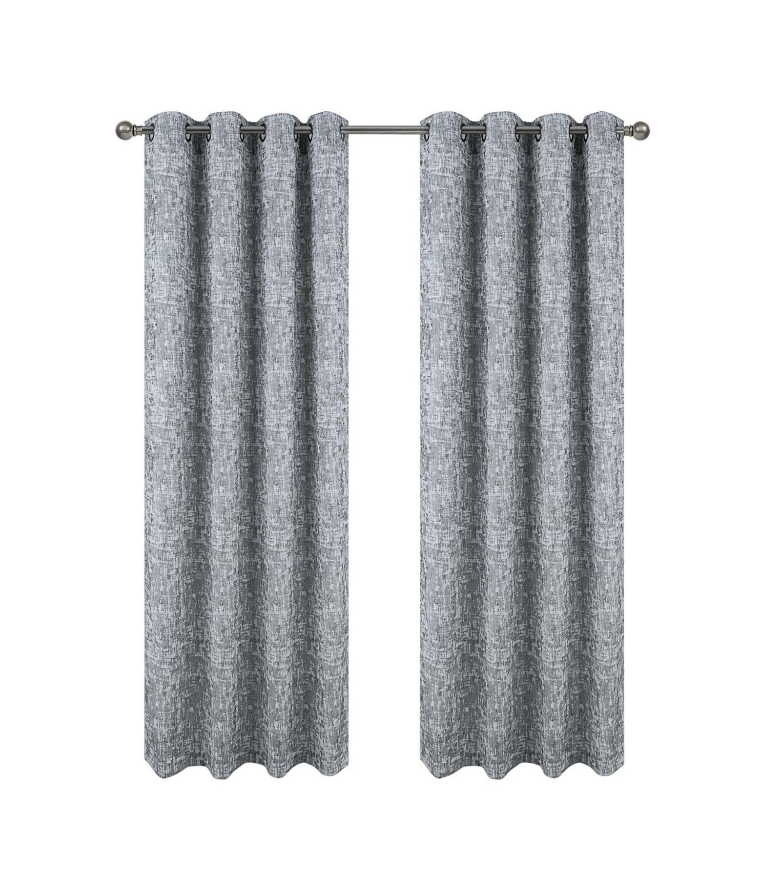 RT Designers Cambridge Jacquard Decorative Grommet Window Curtain Panel 54 x 90 Silver