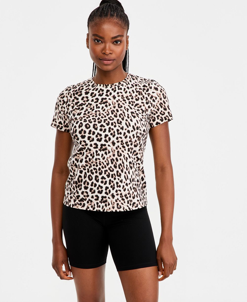 Женский футболк ID Ideology Cheetah-Print Short-Sleeve