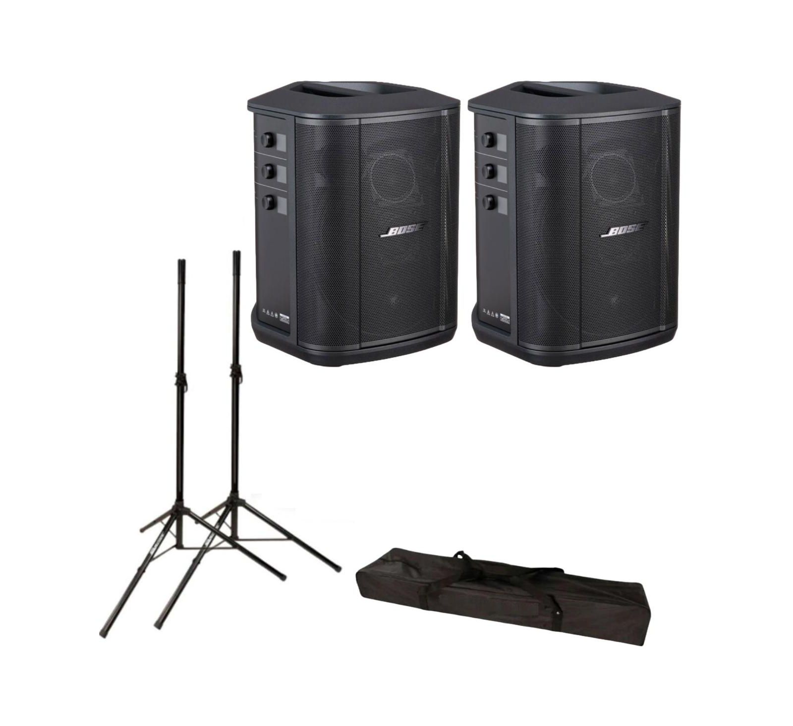 Bose S1 Pro+ Portable Wireless PA System, Black, 2-Pack, with 2x Stands