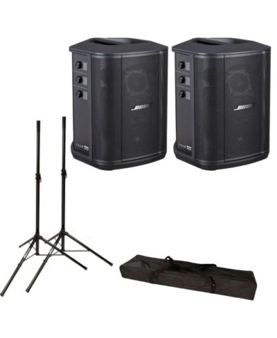 Bose S1 Pro+ Portable Wireless PA System, Black, 2-Pack, with 2x Stands