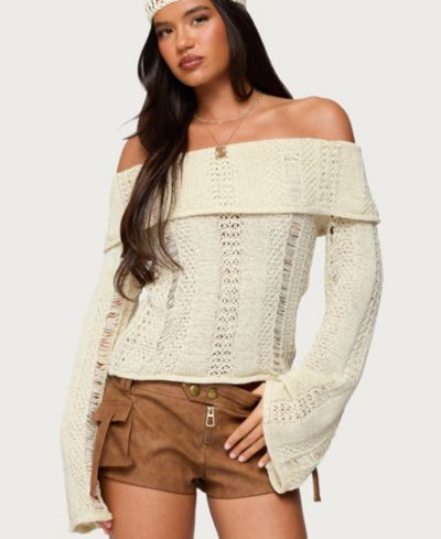 Женский трикотажный топ Edikted Renna Distressed Fold Over