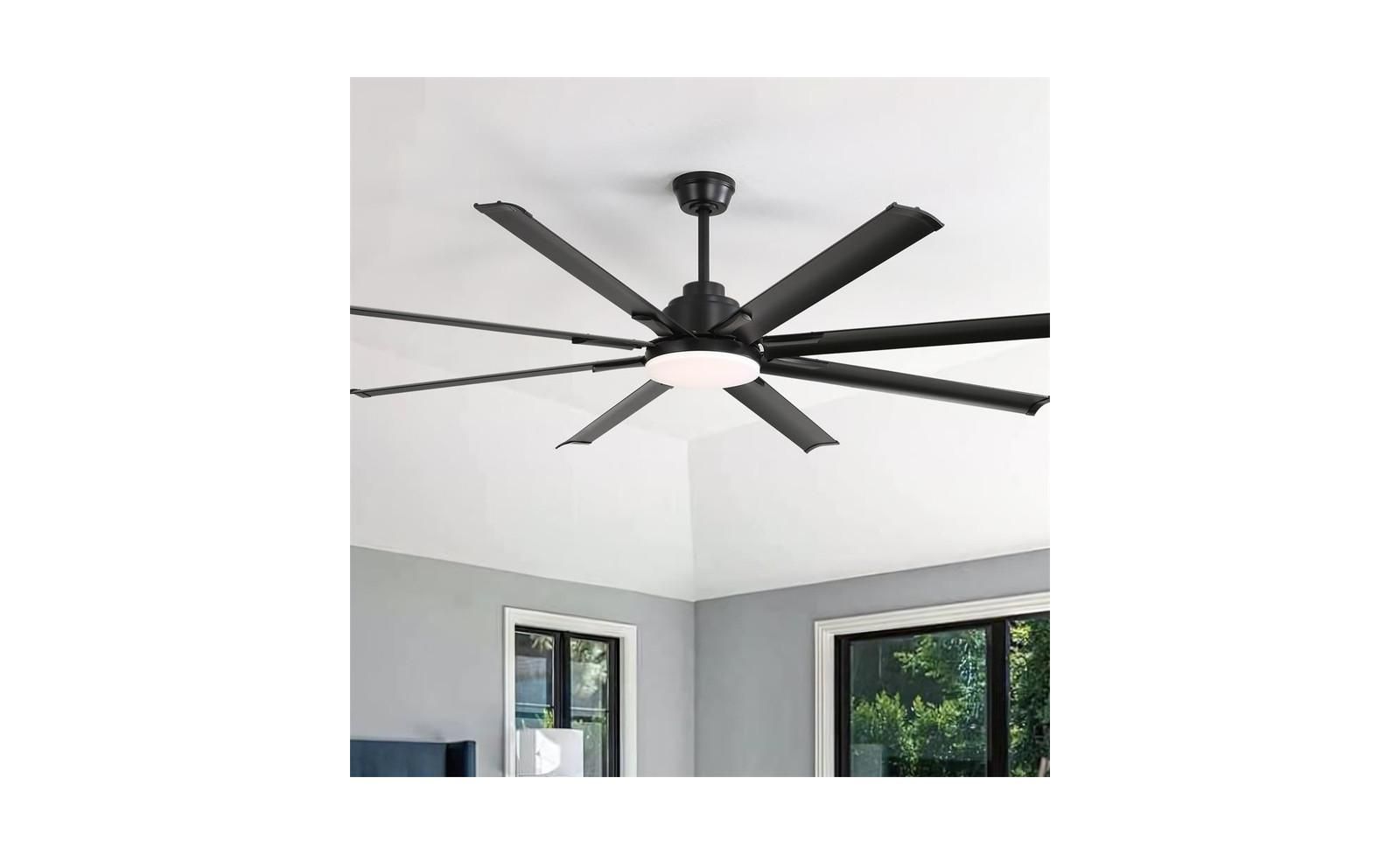 84-inch Modern Standard Black 8-Blade LED Ceiling Fan with Remote and Intelligent Control and Voice Function