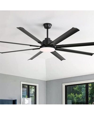 84-inch Modern Standard Black 8-Blade LED Ceiling Fan with Remote and Intelligent Control and Voice Function