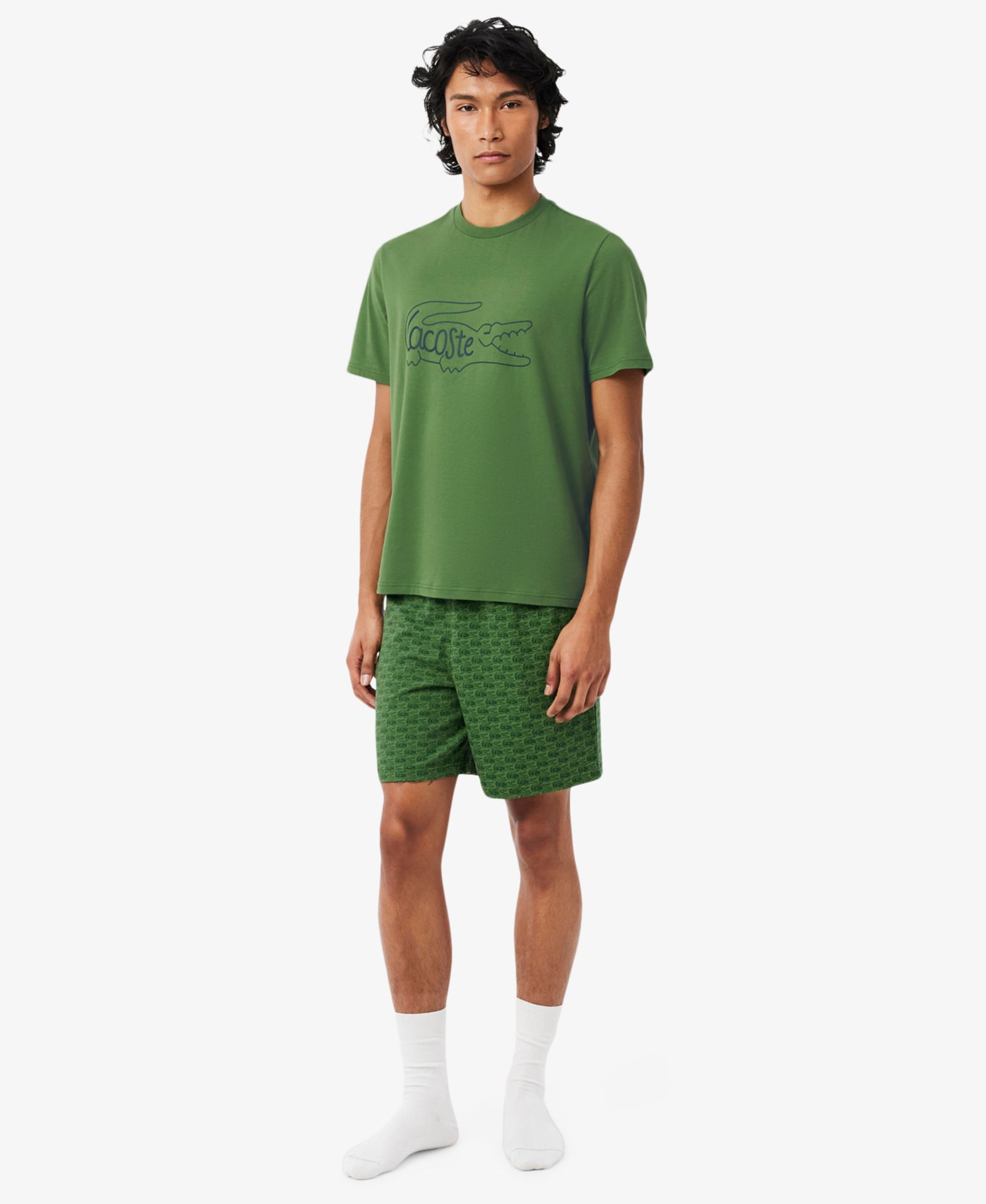 Lacoste Men's Short-Sleeve T-Shirt and Pajama Shorts, 2-Piece Set