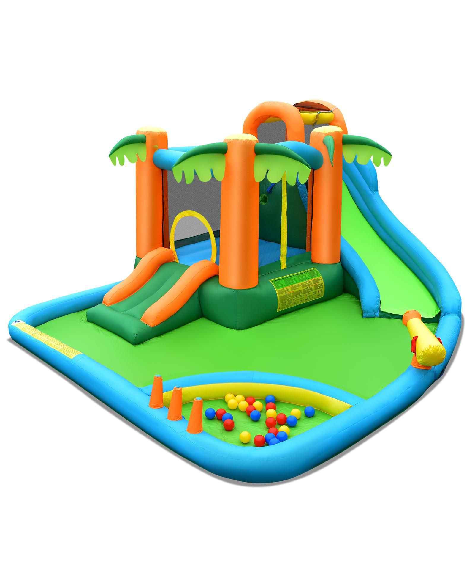 SKONYON Inflatable Water Slide Park with Upgraded Handrail without Blower