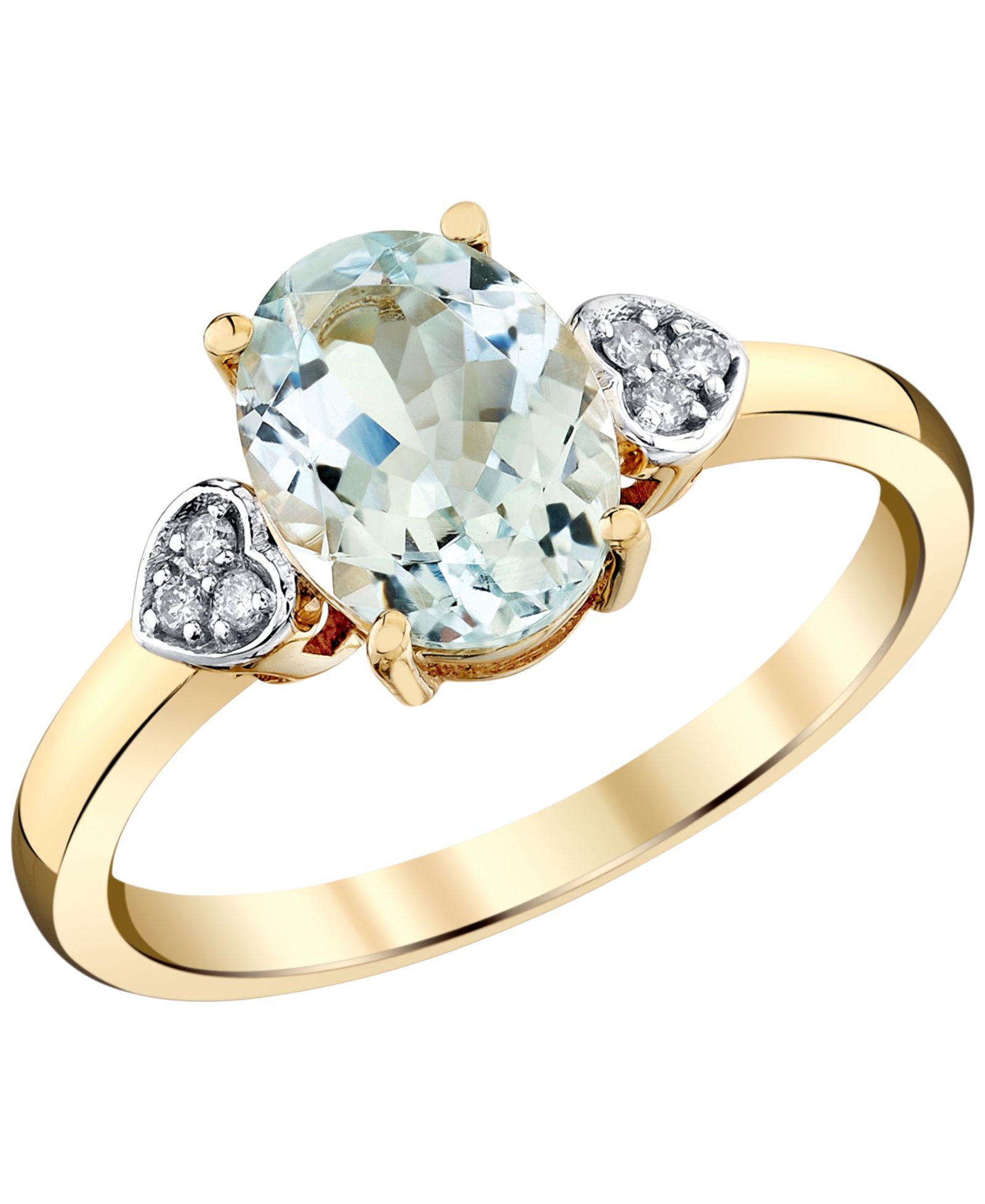 Macy's Aquamarine (1-9/10 ct. t.w.) & Diamond Accent Ring in 10k Yellow Gold