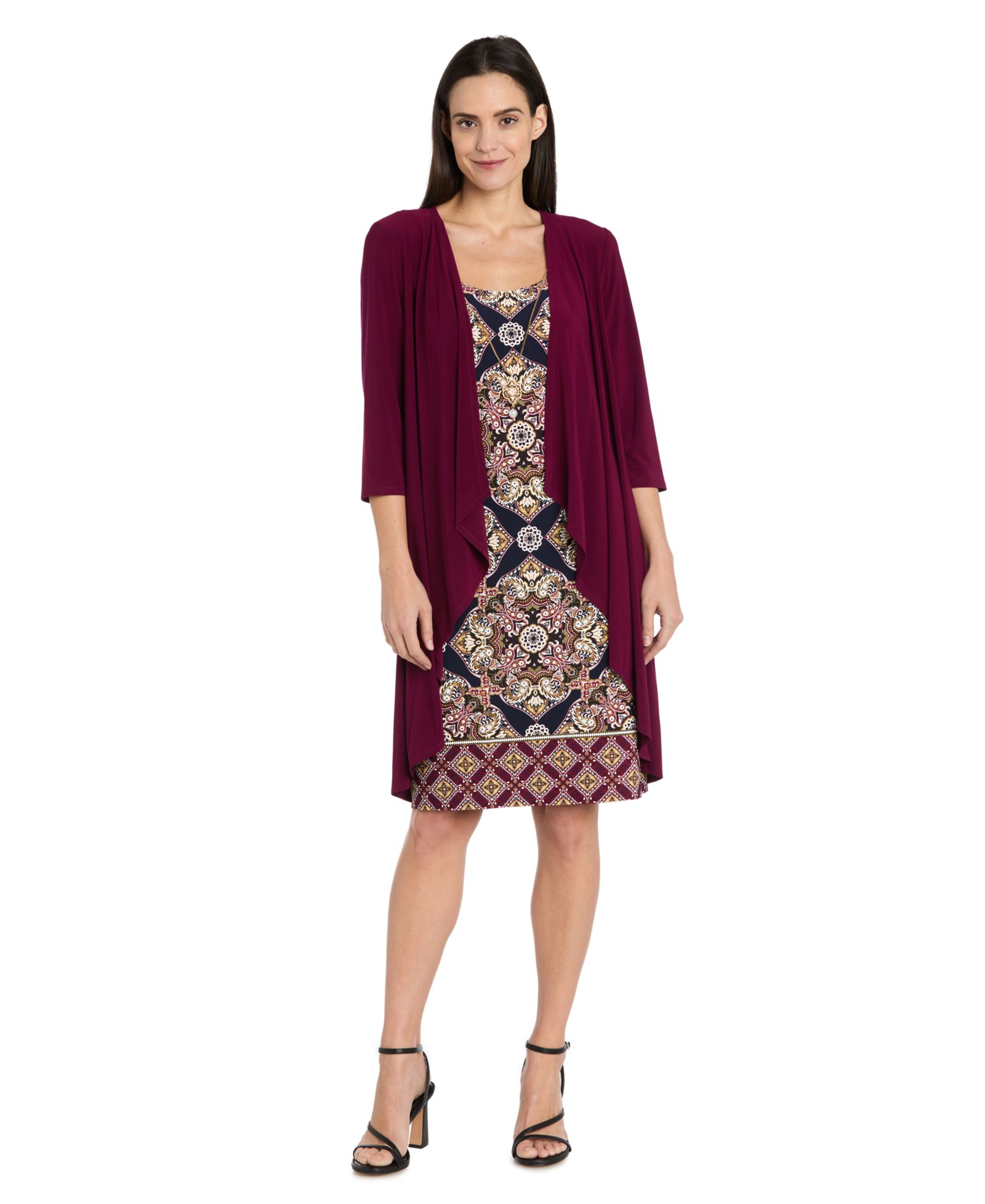 Женское платье-жакет R & M Richards Printed Interlock Twist Yarn 2-Piece Set