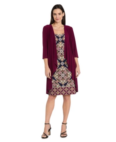 Женское платье-жакет R & M Richards Printed Interlock Twist Yarn 2-Piece Set