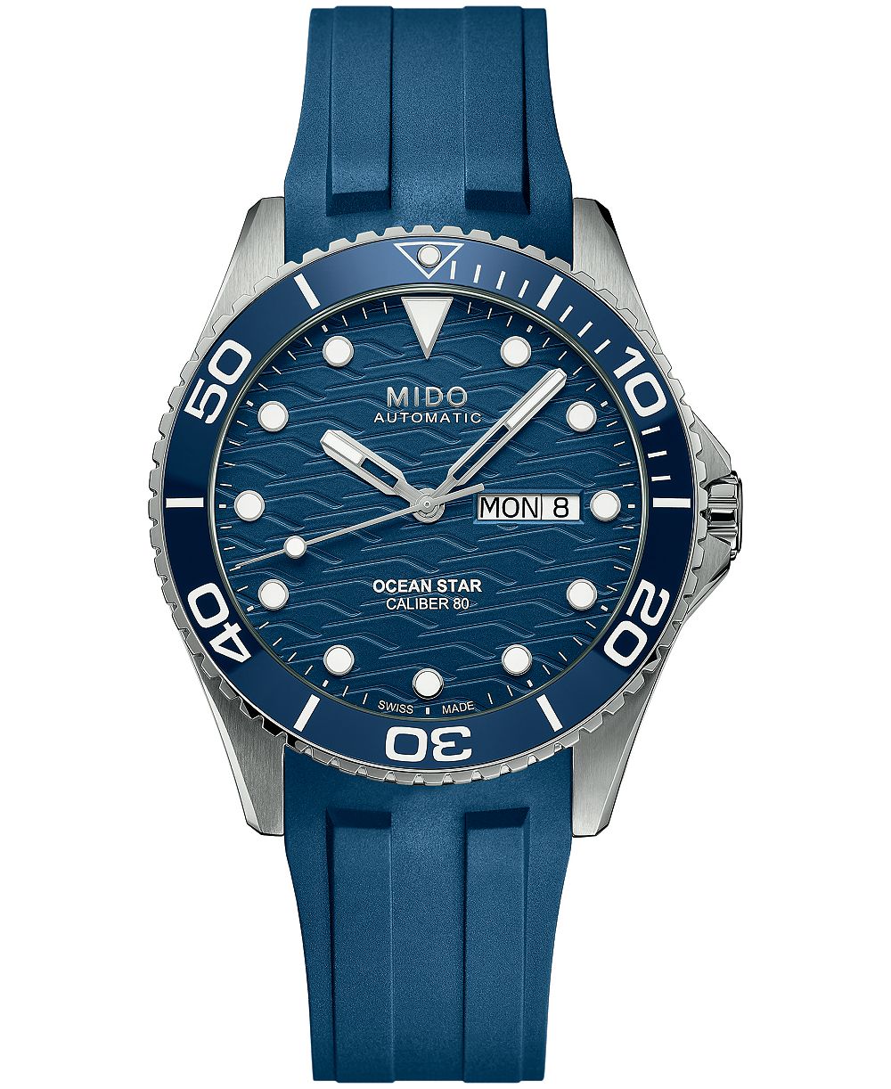 Mido мужские швейцарские автоматические часы Ocean Star 200C с синим резиновым ремешком, 42.5мм