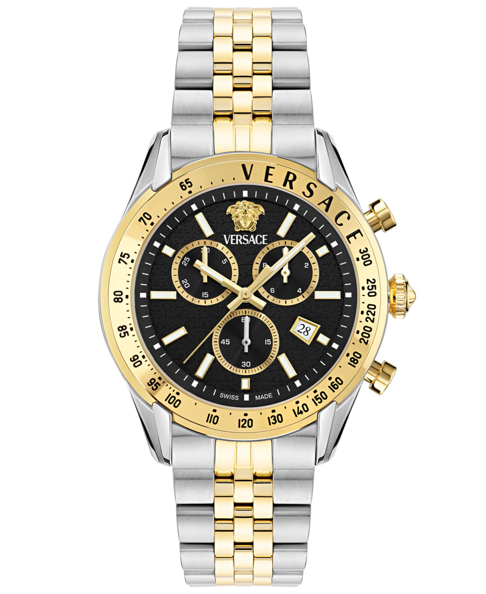 Versace Мужские двухцветные часы Chrono Master из нержавеющей стали с браслетом, 44mm