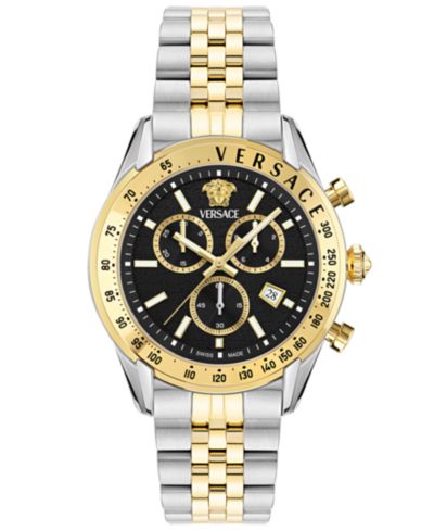 Versace Мужские двухцветные часы Chrono Master из нержавеющей стали с браслетом, 44mm