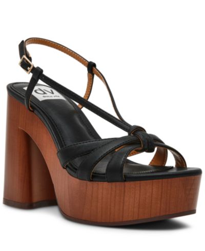 DV Dolce Vita Women's Willowmena Strappy Wooden Platform Dress Sandals
