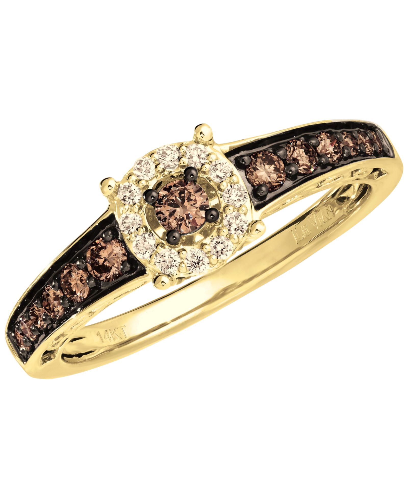 Кольцо Le Vian Chocolate Diamond (0.41 ct. t.w.) & Vanilla Diamond (0.09 ct. t.w.) в 14k Honey Gold