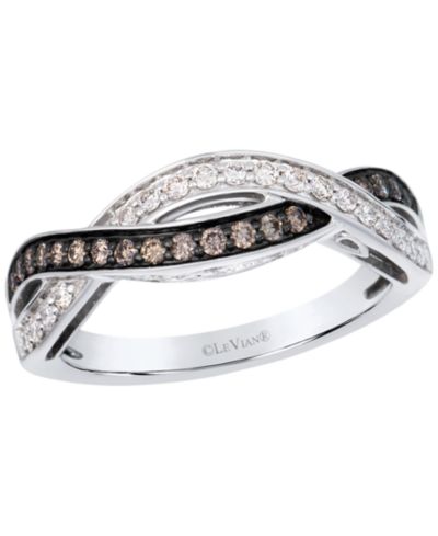 Le Vian Кольцо с шоколадным бриллиантом (0,20 карата суммарно) и ванильным бриллиантом (0,19 карата суммарно) из золота 14k цвета ванили