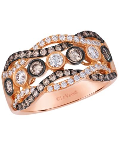 Le Vian кольцо с шоколадным бриллиантом (0.55 ct. t.w.) и ванильным бриллиантом (0.43 ct. t.w.) в 14k Strawberry Gold