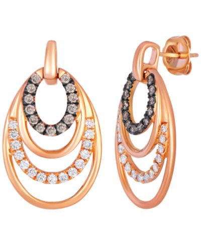 Le Vian Chocolate Diamond (0.36 ct. t.w.) & Vanilla Diamond (0.40 ct. t.w.) Drop Earrings in 14k Strawberry Gold