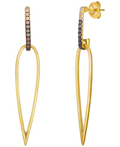 Серьги-подвески Le Vian Chocolate Ombre Diamond (0.22 ct. t.w.) & Vanilla Diamond (0.04 ct. t.w.) в 14k Honey Gold