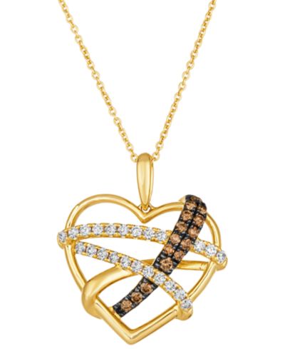 Le Vian кулон с шоколадным бриллиантом (0.19 ct. t.w.) и нюдовым бриллиантом (0.26 ct. t.w.) в золоте 14k Honey